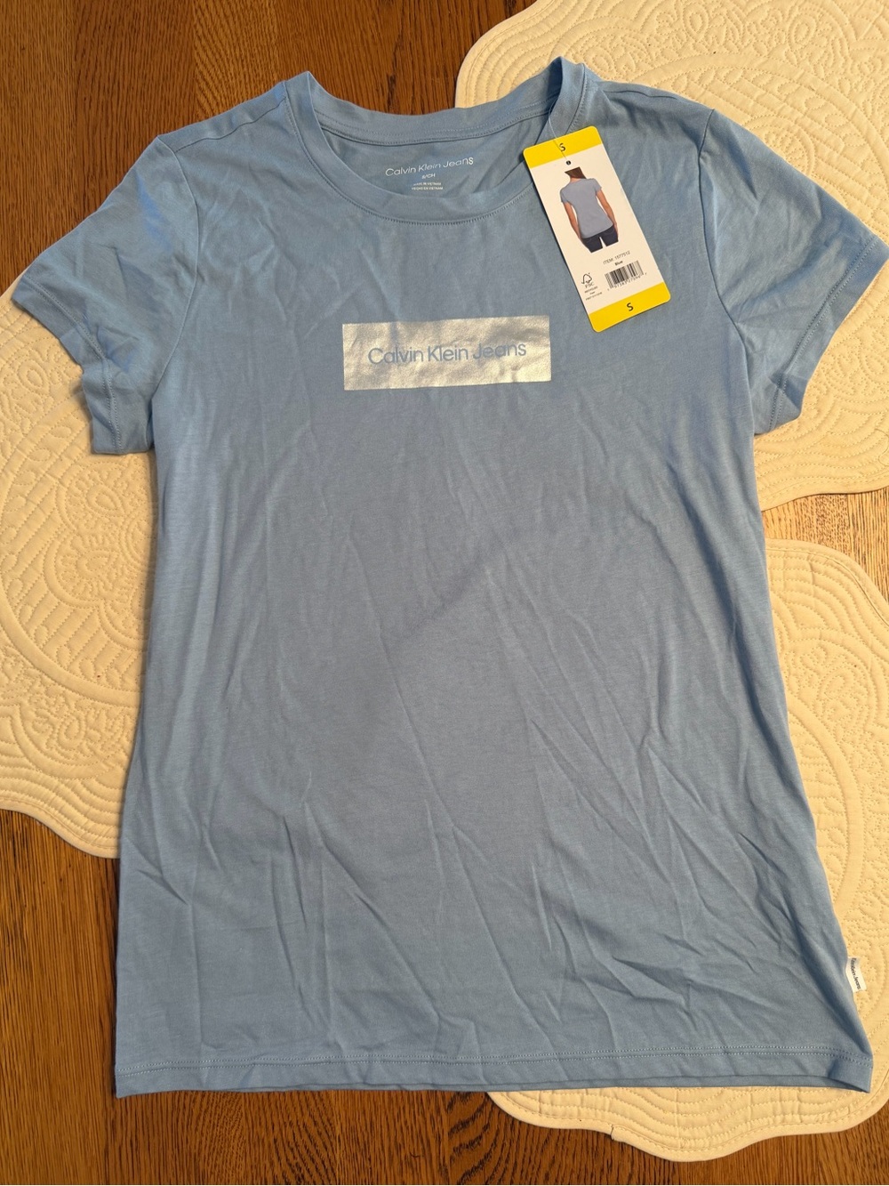 NWT Women’s Small Calvin Klein Jeans Light Blue Logo Tee